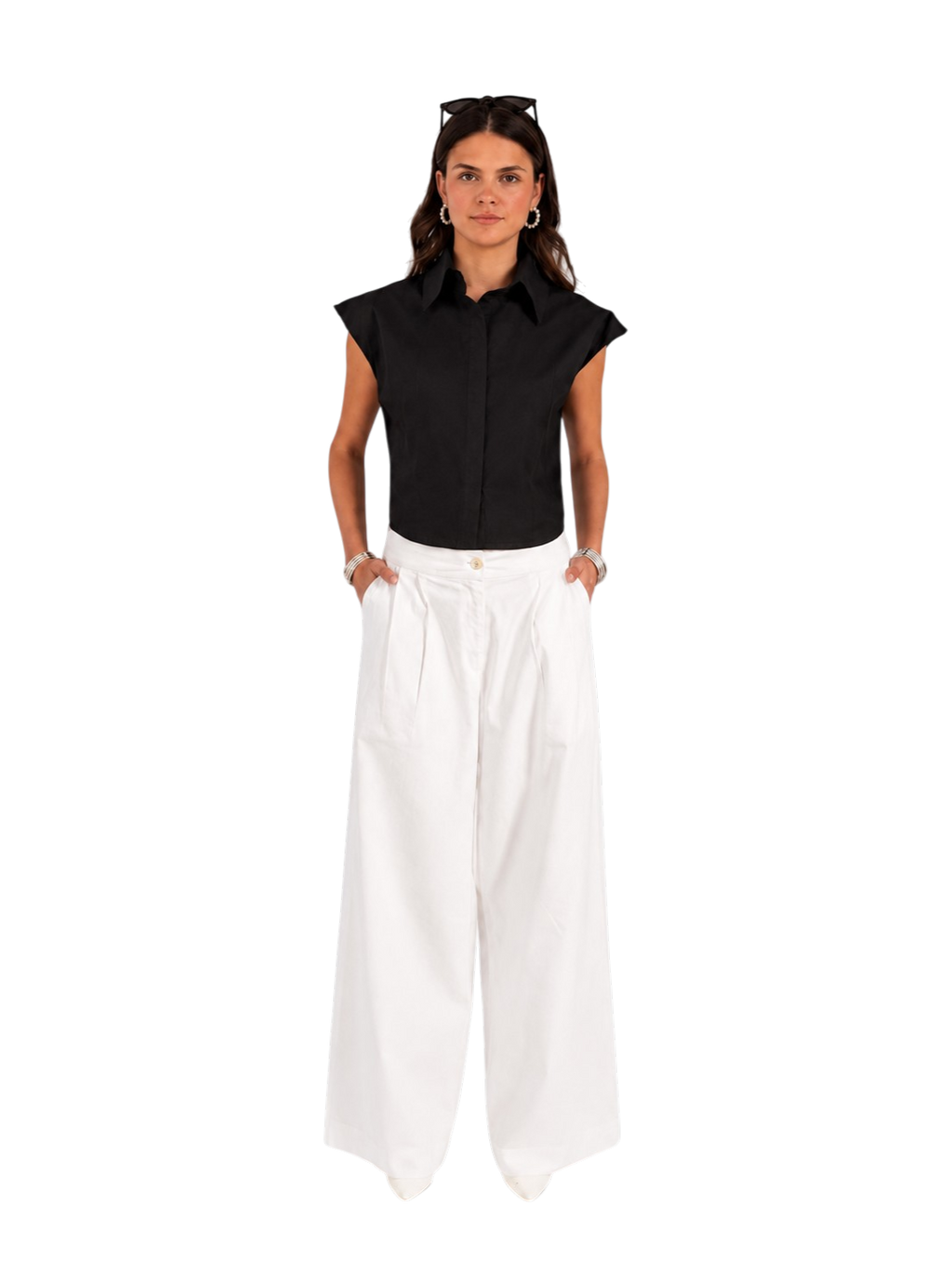 Black Cap-Sleeve Shirt